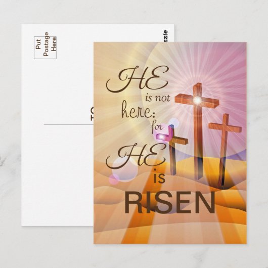 Hij is Risen Jesus Easter Briefkaart (Voorkant / Achterkant)