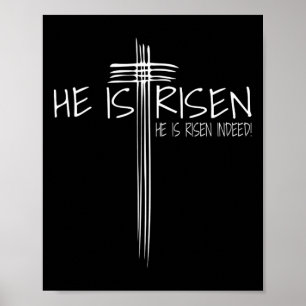 Hij is Risen Jesus Easter Christelijk Faith Gift Poster