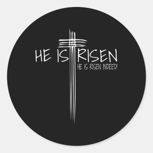 Hij is Risen Jesus Easter Christelijk Faith Gift Ronde Sticker (Voorkant)