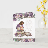 Hij is Risen | Jesus Holding Lamb Kaart (Gele Bloem)