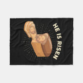 Hij is Risen Jesus Jezus Paaspun Christelijk Brea Fleece Deken (Voorkant (Horizontaal))