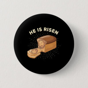 Hij is Risen Jesus Jezus Paaspun Christelijk Brea Ronde Button 5,7 Cm