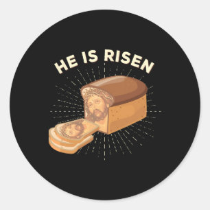 Hij is Risen Jesus Jezus Paaspun Christelijk Brea Ronde Sticker