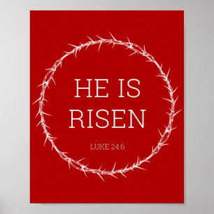Hij is Risen Jezus Christus Herurrectie Paaskroon Poster