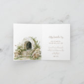 Hij is Risen | Kruis met bijbel Pasen Kaart (Binnen)