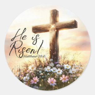 Hij is Risen - Matthew 28:6 Ronde Sticker