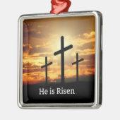 Hij is Risen, Metalen Ornament (Links)