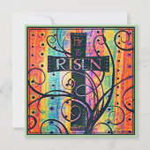 Hij is Risen Modern Religieus Kleurrijk Pasen Notitiekaartje (Voorkant)