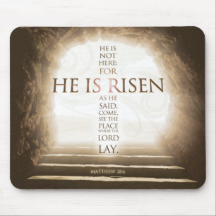 Hij is Risen Mousepad - Matthew 28:6 Bijbelversie Muismat