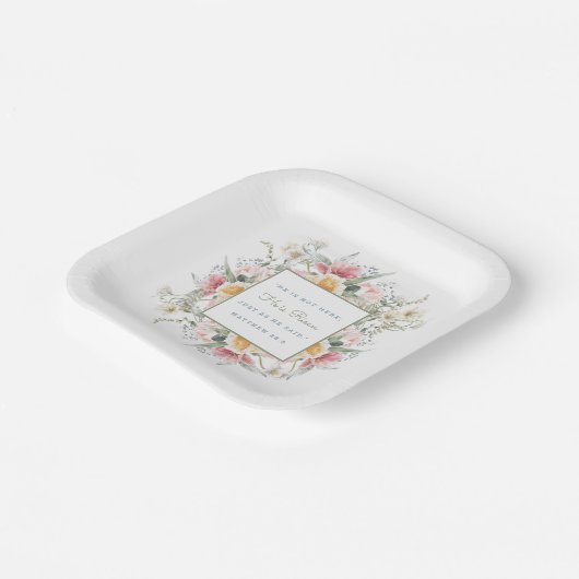 Hij is Risen | PaasFloral Papieren Bordje (Gebogen)