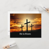 Hij is Risen, paasontwerp Kaart (Voorkant / Achterkant in situ)