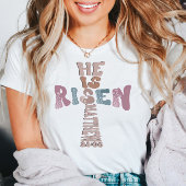 Hij is Risen Pasen Christelijk kruis Matthew 28:06 T-shirt