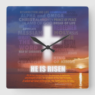 Hij is Risen - Pasen Vierkante Klok