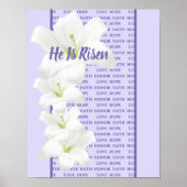 Hij is Risen Poster-Love Hope Honor Faith Poster (Voorkant)