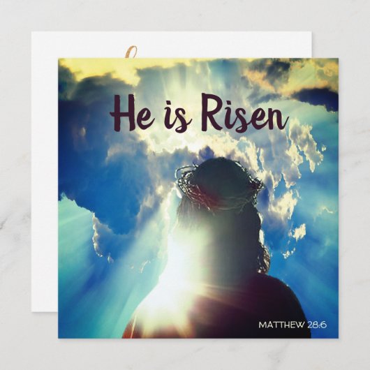 HIJ IS RISEN Religious Easter Greetings  Feestdagenkaart (Voorkant / Achterkant)
