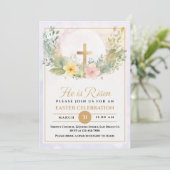 Hij is Risen Religious Easter waterverf Floral Aankondiging (Staand voorkant)