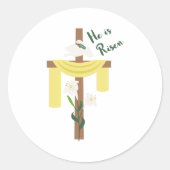 Hij is Risen Ronde Sticker (Voorkant)