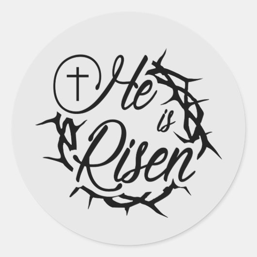 Hij is Risen Ronde Sticker (Voorkant)