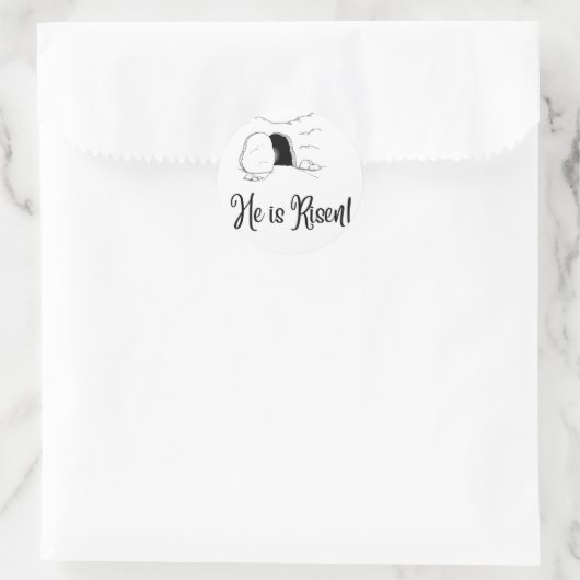 Hij is Risen. Ronde Sticker (Tas)