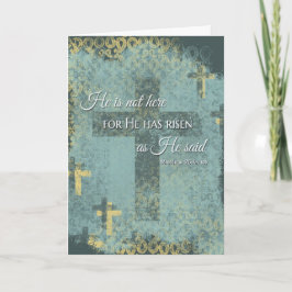 Hij is Risen. Snijder en bijbelvers op afstand Feestdagen Kaart