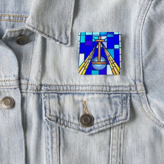 Hij is Risen Vierkante Button 5,1 Cm (In situ)