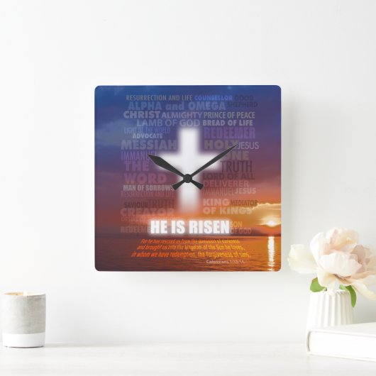 Hij is Risen Vierkante Klok (Huis)