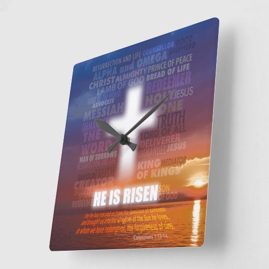 Hij is Risen Vierkante Klok (Hoek)