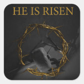 Hij is Risen Vierkante Sticker (Voorkant)
