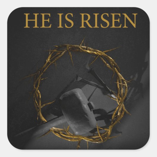 Hij is Risen Vierkante Sticker (Voorkant)
