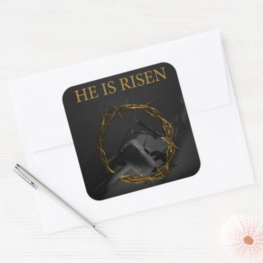 Hij is Risen Vierkante Sticker (Envelop)