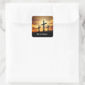 Hij is Risen Vierkante Sticker (Tas)