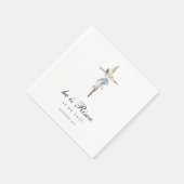 Hij is Risen | Waterverf Blue Cross Pasen Napkins Servet (Hoek)