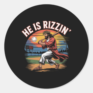 Hij is Rizzen Easter Jesus Saves Shirt Religious C Ronde Sticker