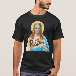 Hij is Rizzen Jezus heeft Rizzen Christelijk T-shirt