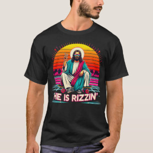 Hij is Rizzen Jezus heeft Rizzen Skateboarden Chri T-shirt