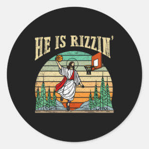 Hij is Rizzin Bysketbyll Paasdag Ronde Sticker
