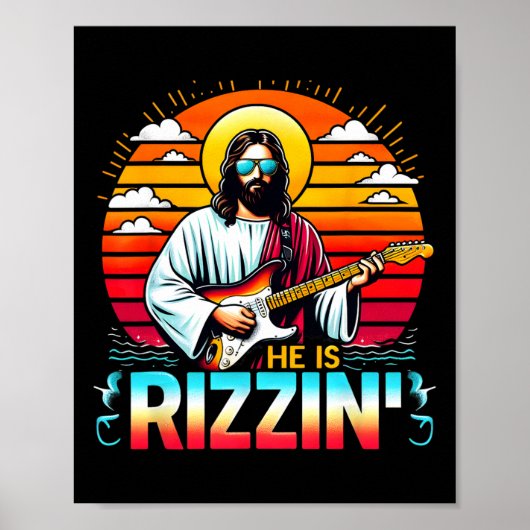 Hij is Rizzin Easter Christelijk Jesus Funny Jesus Poster (Voorkant)