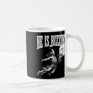 Hij is Rizzin Fun Jesus Basketball meme Tanktop Koffiemok