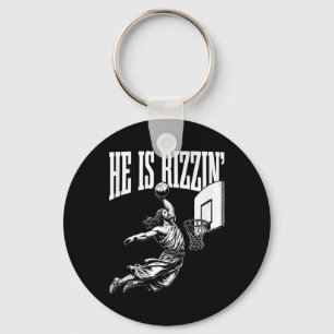 Hij is Rizzin Fun Jesus Basketball meme Tanktop Sleutelhanger