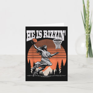 Hij is Rizzin Funny Jesus Basketball Pasen Christi Kaart