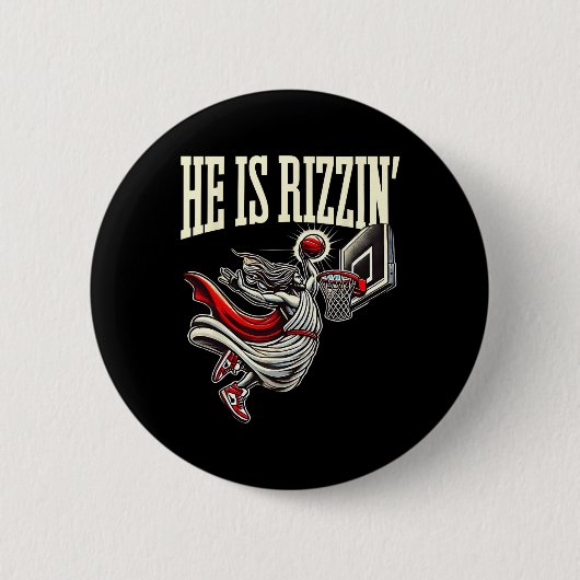 Hij is Rizzin Funny Jesus Bysketll Meme Ronde Button 5,7 Cm (Voorkant)