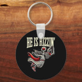Hij is Rizzin Funny Jesus Bysketll Meme Sleutelhanger (Voorkant)