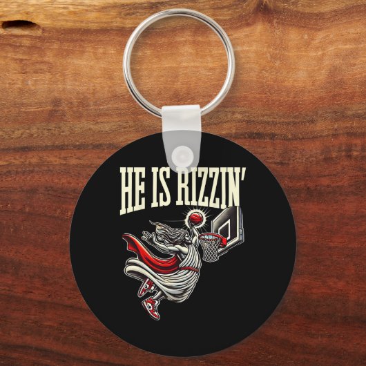 Hij is Rizzin Funny Jesus Bysketll Meme Sleutelhanger (Voorkant)