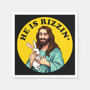 Hij is Rizzin Funny Jesus Christelijk Paasdag Servet
