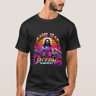 Hij is Rizzin' Gelukkige Pasen Dag Grappig Christe T-shirt