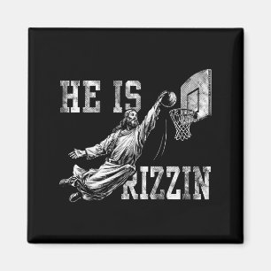Hij is Rizzin Grappig Christelijk Basketbal Meme P Magneet
