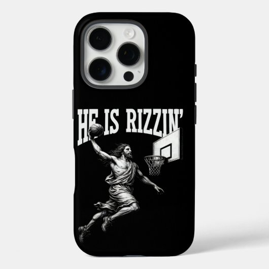 Hij is Rizzin Grappig Jezus Basketbal Paasdag Case-Mate iPhone Case (Achterkant)