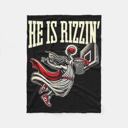 Hij is Rizzin grappig Jezus Sketll Meme Fleece Deken (Voorkant)
