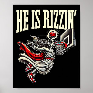 Hij is Rizzin grappig Jezus Sketll Meme Poster