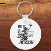 Hij is Rizzin Grappig Jezus speelt volleybal spele Sleutelhanger (Voorkant)